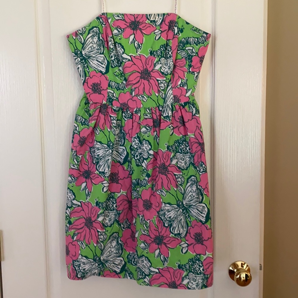 Lilly Pulitzer floral strapless dress sz 8